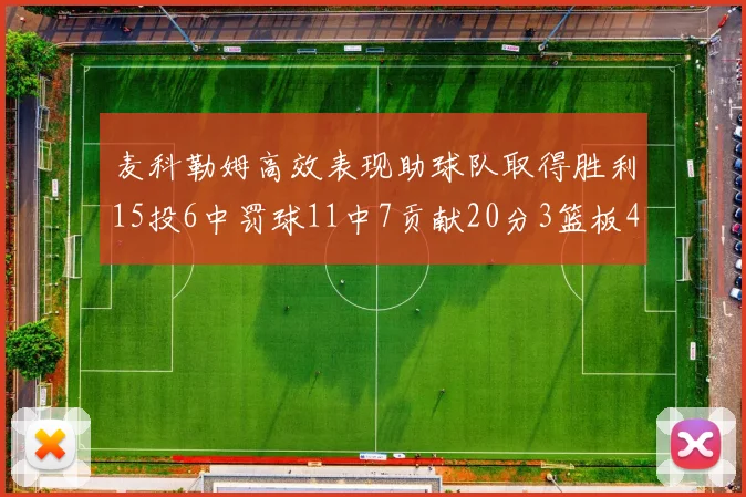 麦科勒姆高效表现助球队取得胜利15投6中罚球11中7贡献20分3篮板4助攻